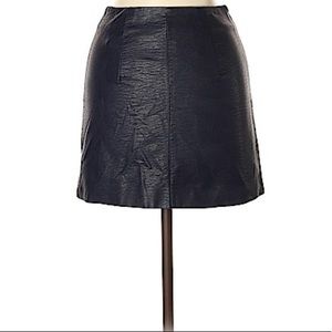 Navy Leather skirt with zip on the back